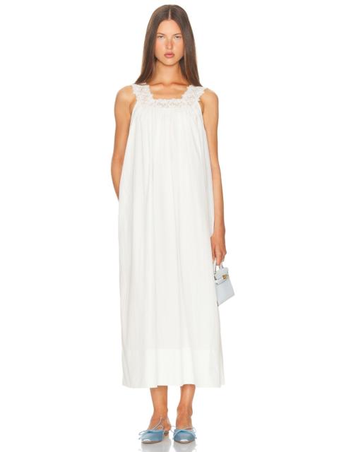 HELSA Midi Dress With Lace in Tech Poplin
