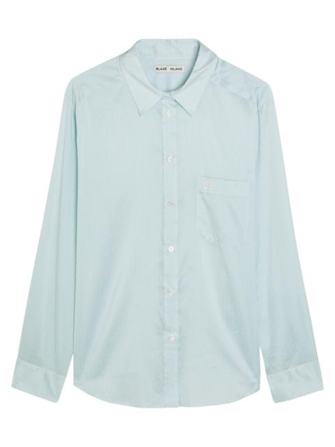 BLAZÉ MILANO Blaze Milano Anabas Pinstripe Silk and Cotton-blend Shirt