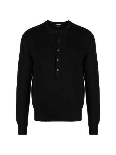 TOM FORD fine-knit silk Henley top
