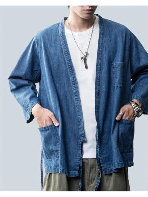 visvim JAPANESE STYLE KIMONO DENIM JACKET BUTTON LESS RED INSIDE