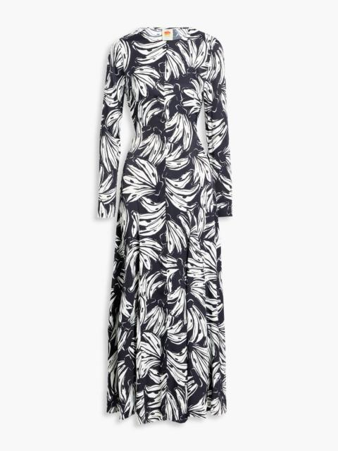 FARM RIO Printed satin maxi dress