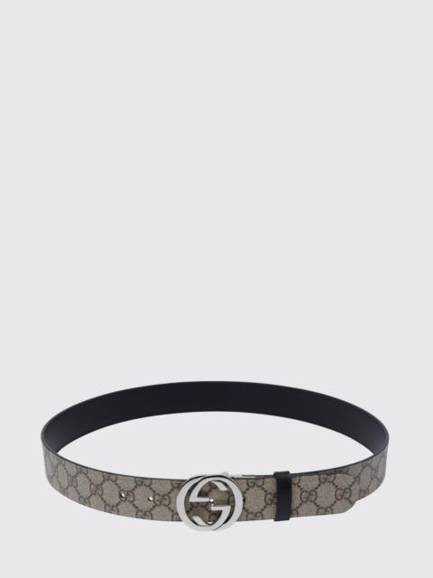 GUCCI Gucci Men Reversible Gg Supreme Canvas And Leather Belt Gucci With Monogram Buckle