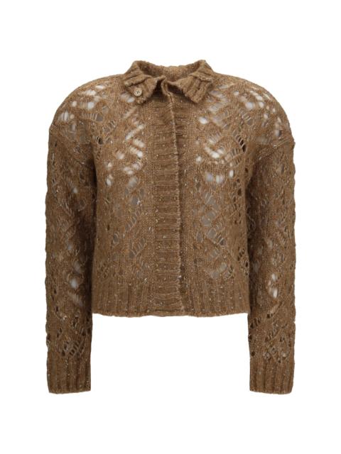 Max Mara Studio Max Mara Studio Quarto Openwork Cardigan Grey