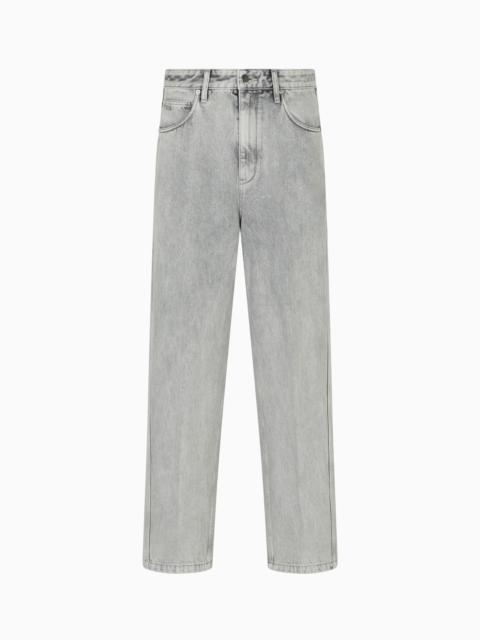 EMPORIO ARMANI ASV J80 BAGGY TWIST-FIT JEANS IN STONE-WASHED BLEACHED DENIM