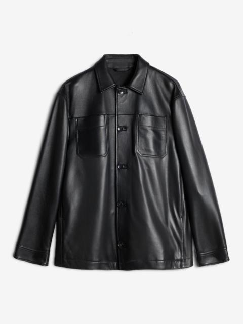 7 For All Mankind Leather Overshirt in Black