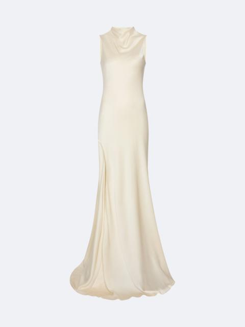 LAPOINTE Satin Drape Neck Sleeveless Gown