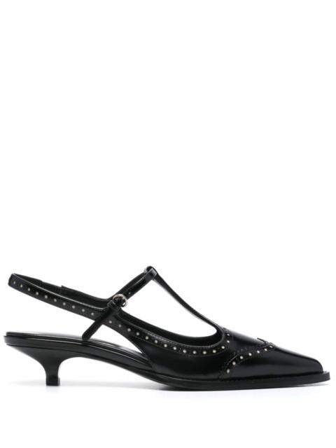 35mm Brogue-trim slingback pumps