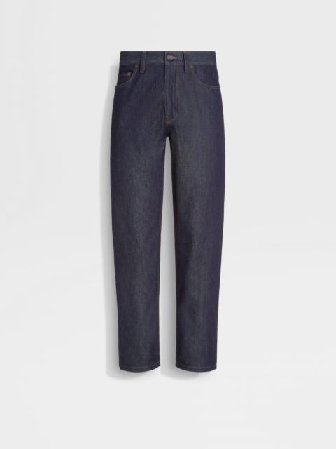ZEGNA DARK BLUE RINSE-WASHED COTTON AND SILK ROCCIA JEANS