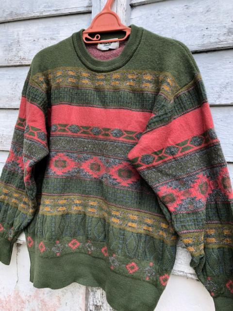 Coloured Cable Knit Sweater - Vintage Munsingwear Navajo Knit Sweater
