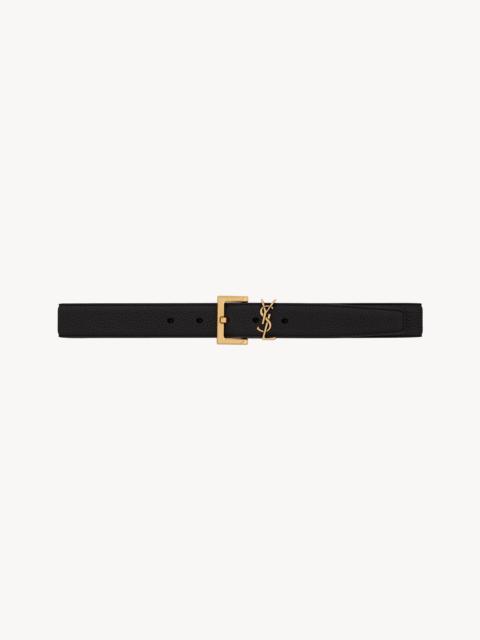 SAINT LAURENT monogramme belt with square buckle in grained leather