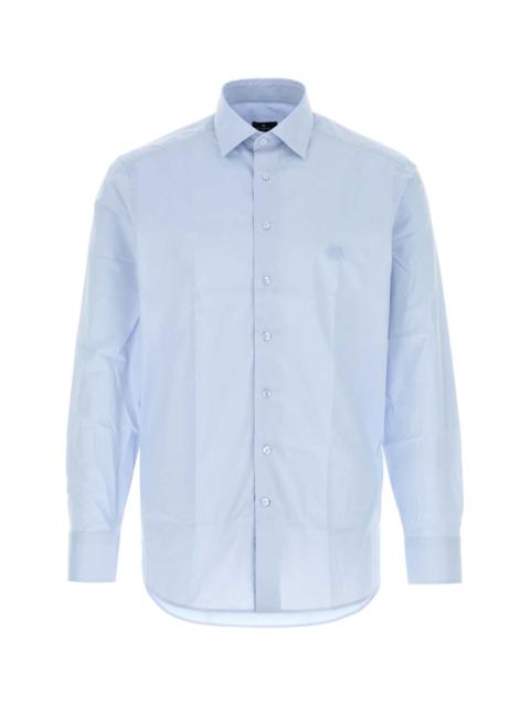 Etro Etro Men Pastel Light Blue Stretch Poplin Shirt