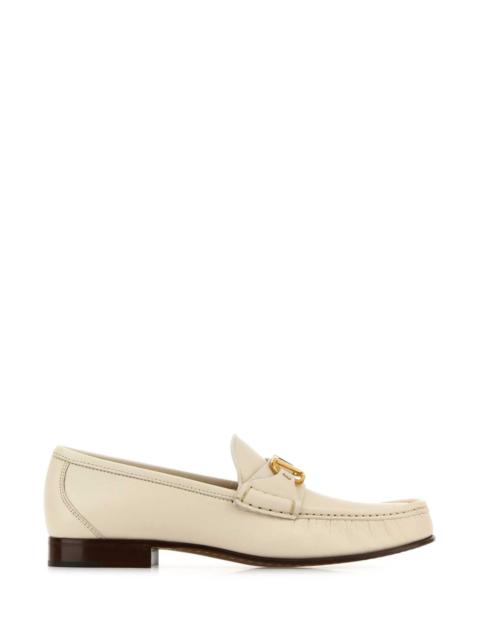 Valentino Garavani Women Ivory Leather Vlogo Loafers