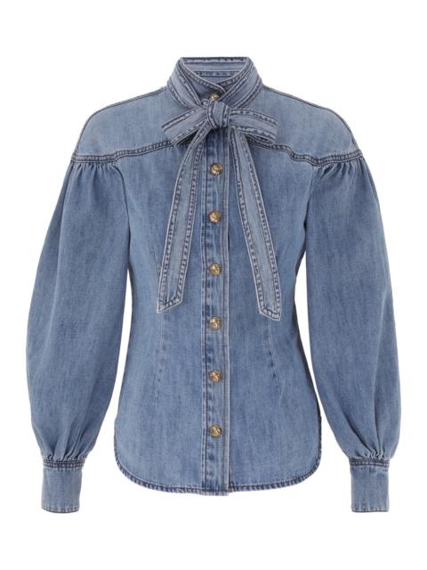 Zimmermann DENIM TIE NECK BLOUSE