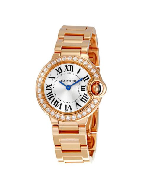 Pre-owned Cartier Ballon Bleu De Cartier Diamond Silver Opaline Dial Ladies Watch WE9002Z3