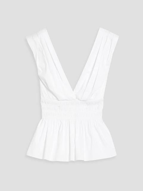 VERONICA BEARD Evra shirred cotton-blend poplin top