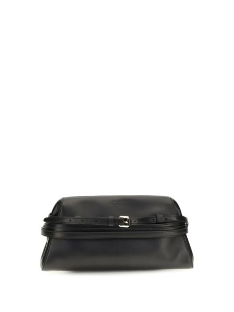 Moschino Moschino Leather Clutch With Buckle Detail Black