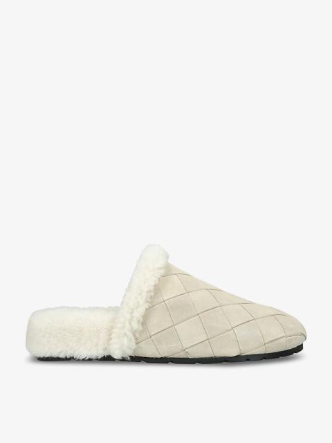 Reggie Intrecciato shearling-lined suede mules