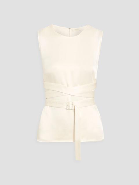 LAPOINTE Belted satin-crepe top