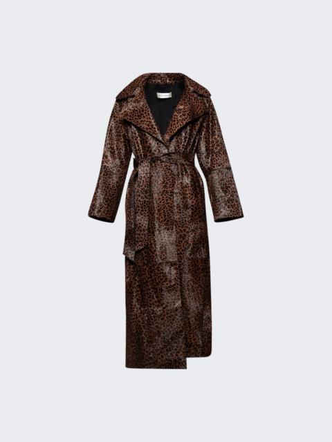 NOUR HAMMOUR Althea Ponyhair Coat Deep Leopard