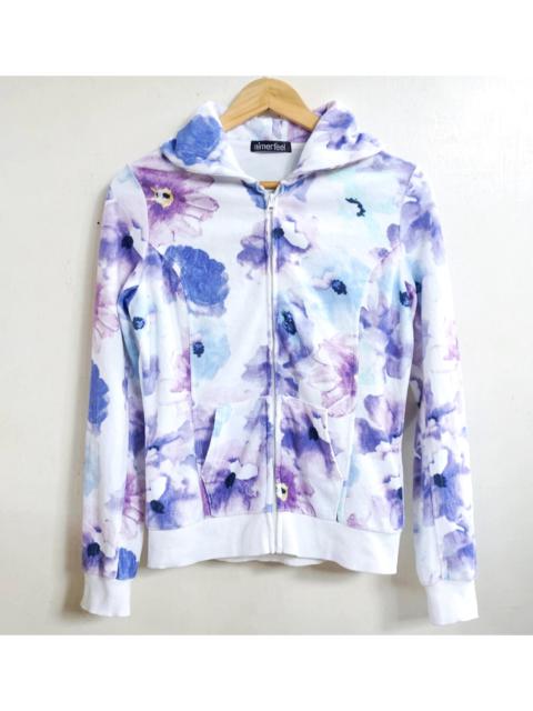 Japanese Brand - AIMERFEEL Floral Pastel Watercolour Zipper Hoodie