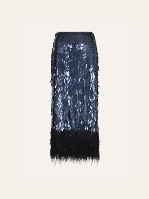 Johanna Ortiz Visually Engaging Skirt in Midnight Blue