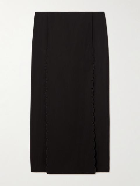 Chloé Scalloped Twill Midi Skirt