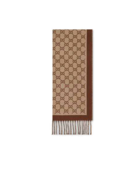 GUCCI GUCCI Beige/Brown GG Wool Scarf New & Authentic