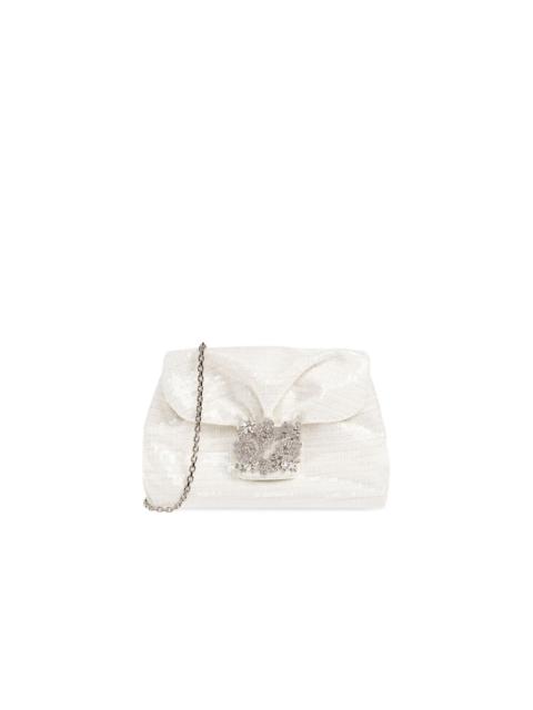 Roger Vivier ROGER VIVIER Bouquet Strass Drape Mini White Clutch New And
