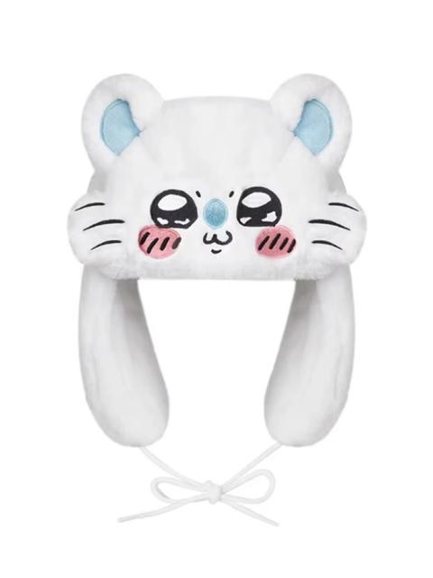 Other Designers Japanese Cartoon Anime Daijin Cat and Sadaijin Cat Ushanka White Hat Cute Y2K Warm Winter Hat