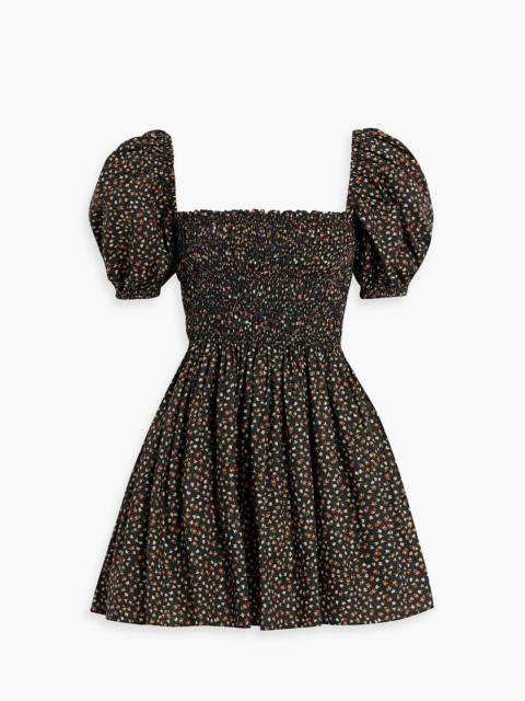 MATTEAU Shirred floral-print cotton-poplin mini dress