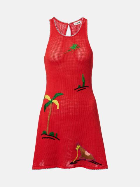 STAUD Marea embroidered cotton minidress