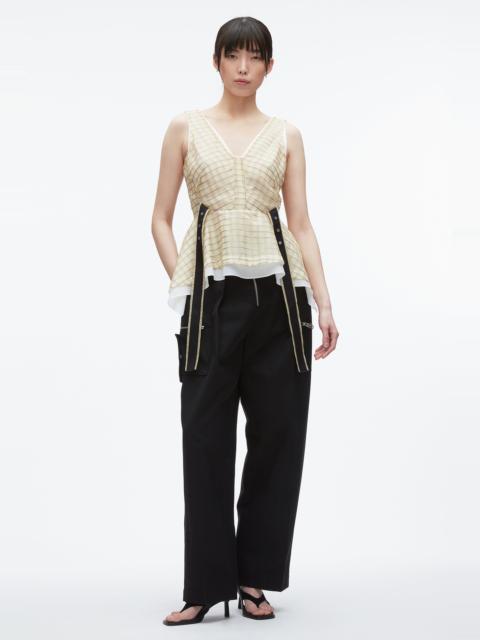 3.1 Phillip Lim Plaid Organza V-Neck Top