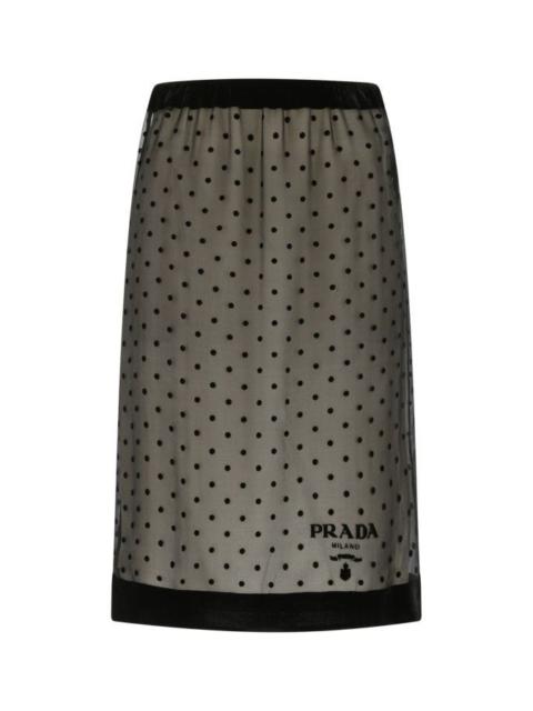 Prada Woman Printed Cupro Blend Skirt