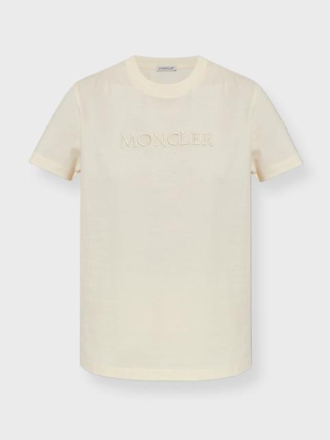 Moncler T-Shirt Embroidered Tonal Logo Cotton White