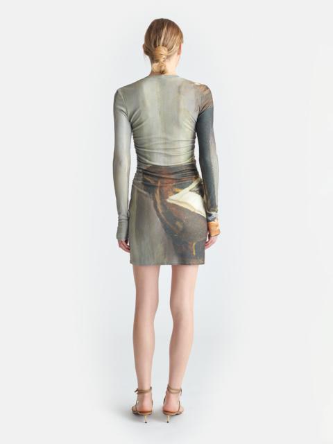 Nanushka Printed Mesh Jersey Mini Dress
