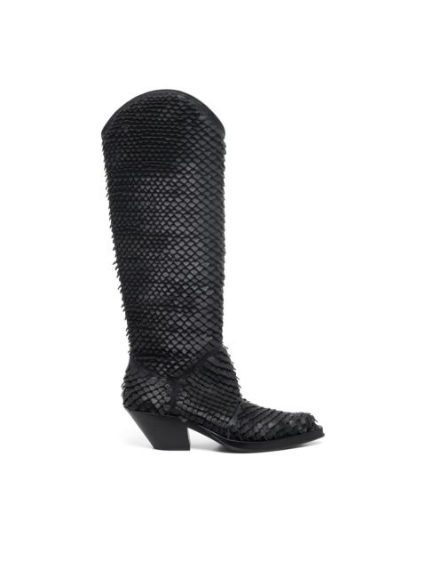 GABRIELA HEARST Capitana Cowboy Boot in Black Leather Snake Scales