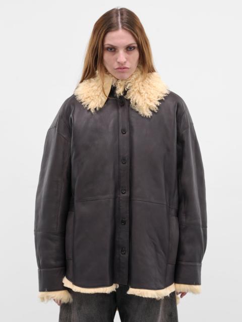 Acne Studios Brown Lamb Shearling Leather Jacket