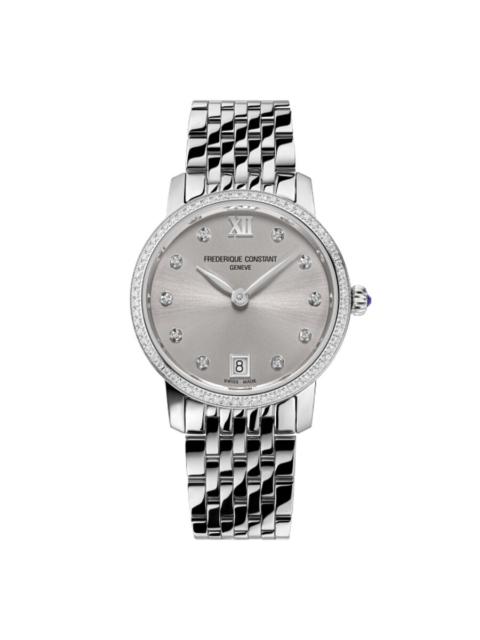 Other Designers Frederique Constant Classic Quartz Diamond Brown Dial Ladies Watch FC-220LBD1SD26B