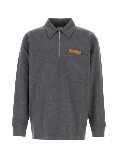 Bottega Veneta Dark Grey Cotton Polo Shirt