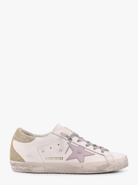 Golden Goose Super-star leather sneakers with glittered detail
