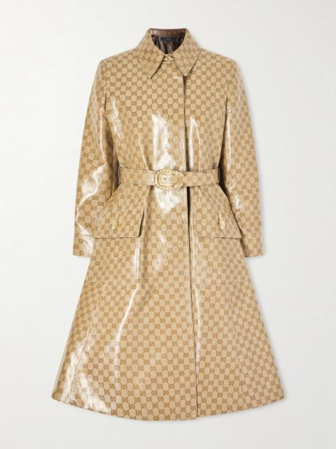 GUCCI Belted Coated-canvas Trench Coat