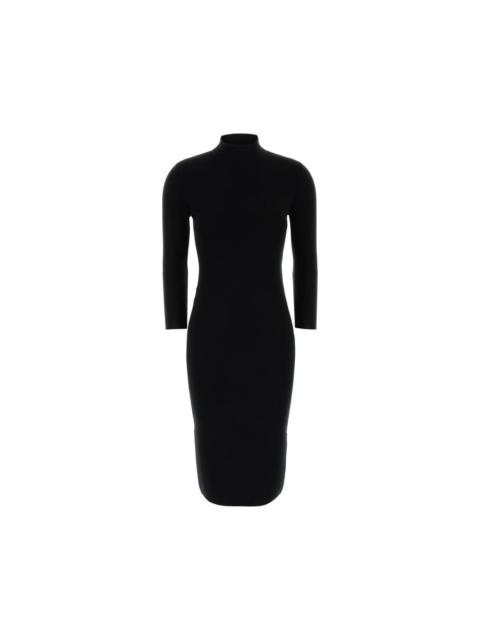 GUCCI GUCCI $1980 Black Rib Knit Wool Horsebit Dress New & Authent