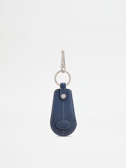 Tod's KEY HOLDER IN LEATHER WITH SHOEHORN - BLUE