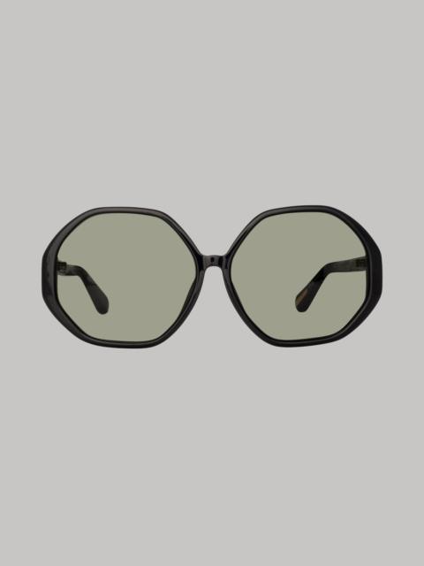 LINDA FARROW PALOMA HEXAGON SUNGLASSES IN BLACK