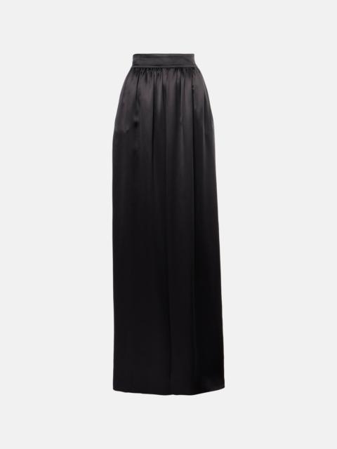 Silk satin maxi skirt