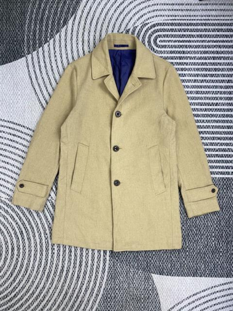 Other Designers Kansai Yamamoto - Vtg Kansai Man Blue Lining Breasted Wool Overcoat