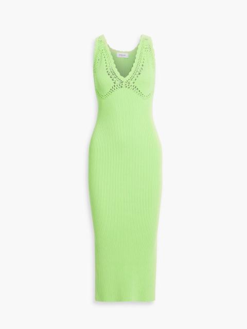 DEREK LAM 10 CROSBY Valencia crocheted ribbed cotton-blend midi dress