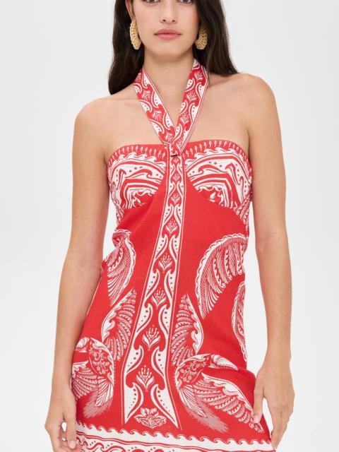 FARM RIO Majestic Coconut Tree Red Mini Dress