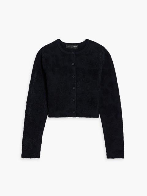 Oscar de la Renta Cropped jacquard-knit cardigan