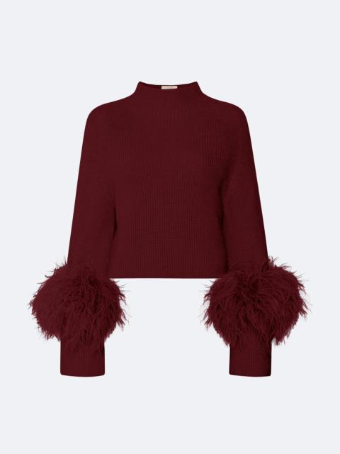 LAPOINTE Merino Mock Neck Sweater With Feathers
